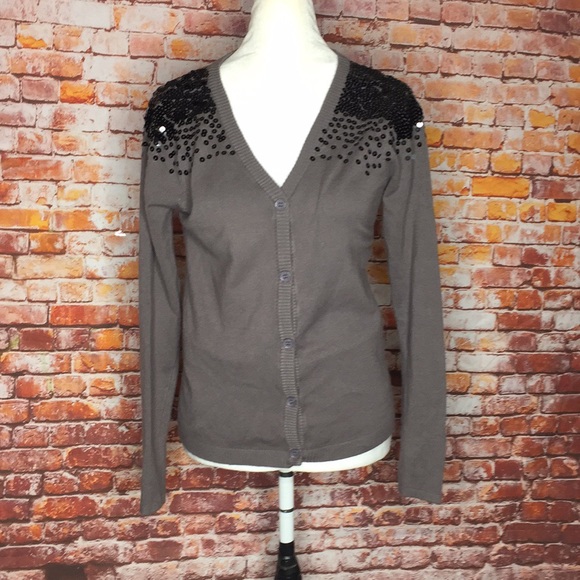 Rue 21 Gray and Black Sequined Button Down Cardigan - Picture 2 of 9